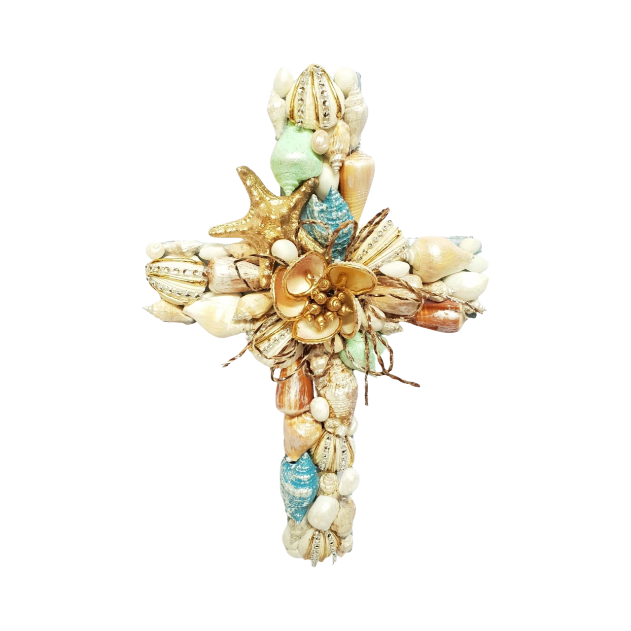 Coastal Shell Cross Wreath - Handcrafted Mother's Day Gift - Final sale / Non-returnable and Non-refundable